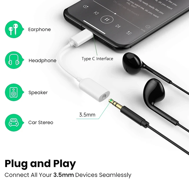 Xiaomi Usb Type C To 3.5mm Jack Earphone Adapter for Mi 14 13T 13 12 Pro Redmi K70 POCO F4 Pad 6