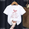 Summer Girls Short Sleeved T-Shirt Kids Top Toddler Fashion Bowtie Print O-Neck Short Sleeved Tee Children'S Candy Color Clothes 2
