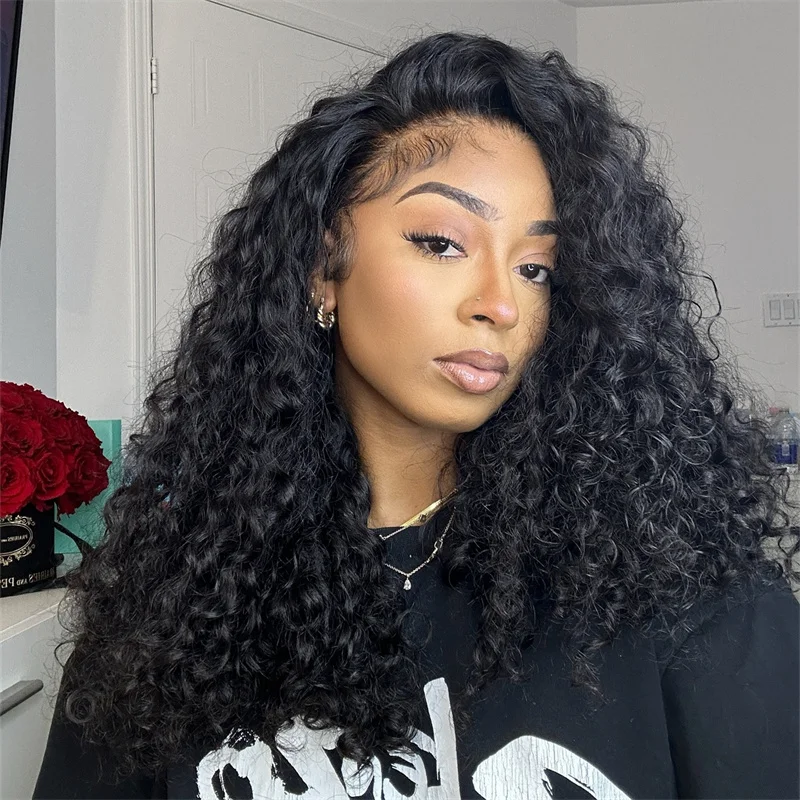 VSHOW 3 In 1 Half Wig with Drawstring Seamless Water Wave Human Hair Wigs With Invisible Hairline Beginner Friendly