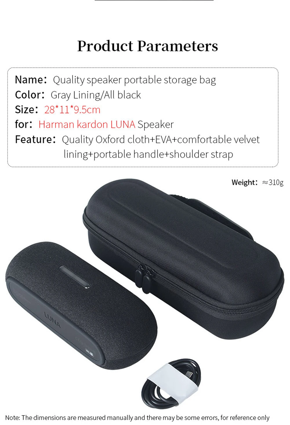 Portable EVA Hard Storage Bag for Harman Kardon LUNA Speaker Protect Box LUNA2 Outdoors Travel Carrying Case