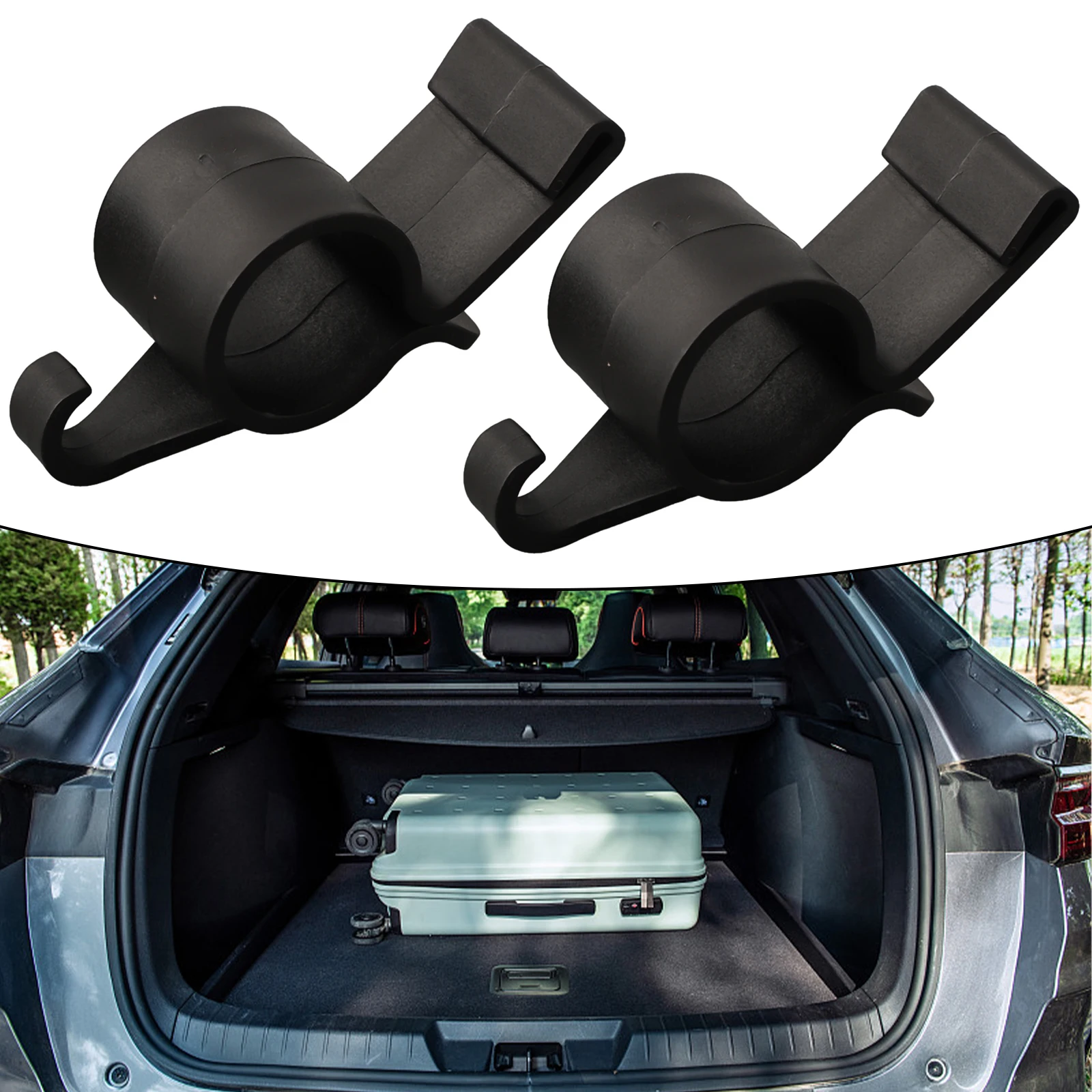 

2pcs Auto Trunk Umbrella Hanger Bag Holder Fixing Hanging Hook Car Accessories Providing Extra Room For Storing Items Car Access