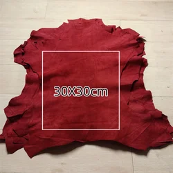 Dark Red Frosted Real Leather Fabric - Premium Sheepskin for Handmade Crafts and DIY Projects (Dark Red)