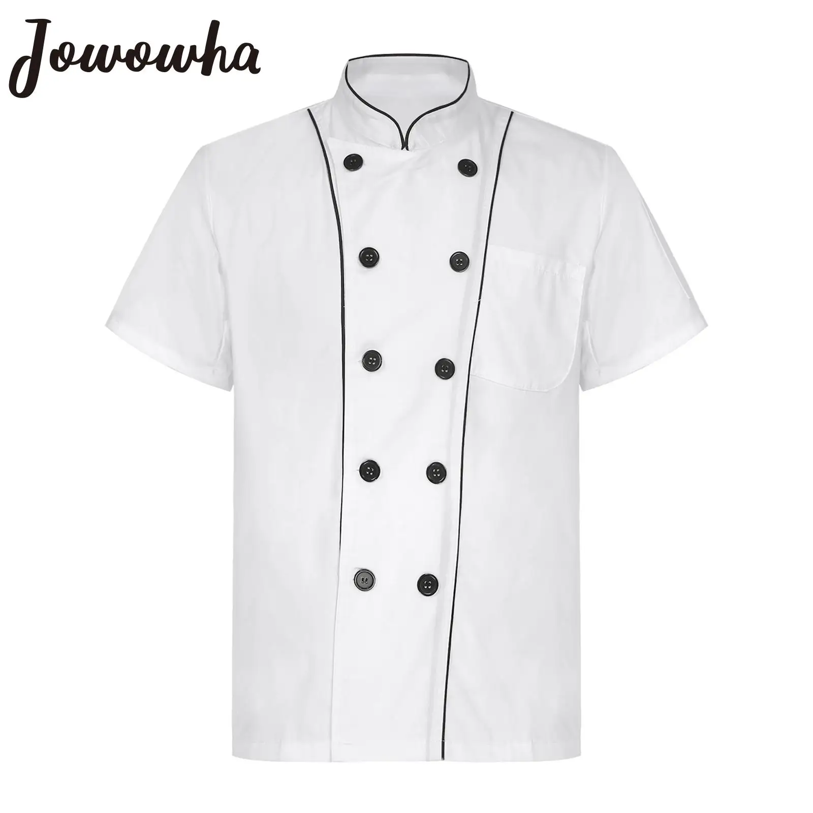 Mens Womens Unisex Chef Shirt Contrast Color Trim Kitchen Work Uniform Cook Jacket Coat Hotel Restaurant Canteen Bakery Costume long sleeve kitchen catering restaurant unisex master chef uniform jacket barber work wear bakery canteen hotel cook coat shirt