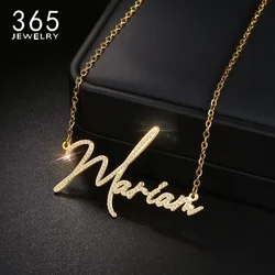 Custom Name Zircon Pendant Customized Nameplate Necklaces Charming Collar Stainless Steel For Women Girl Jewelry Birthday Gifts