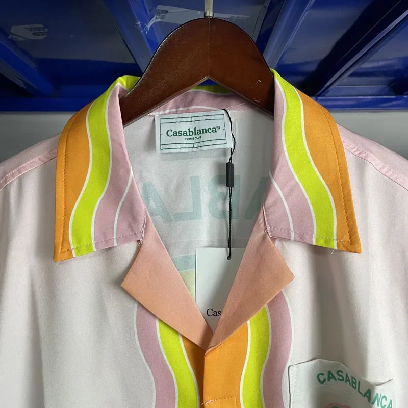 

Oversized Casablanca Men Shirts Women Beach Shorts Logo Printing Hawaiian Shirts Suits