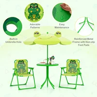 Kids Picnic Table & Chair Set with 2 Folding Chairs & Height Adjustable Umbrella 3