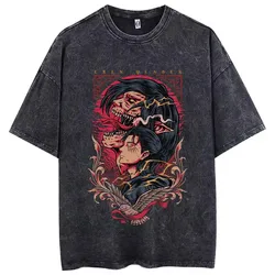 Vintage Washed Attack on Titan Anime Graphic Tee - High Quality Cotton Streetwear - XXL (92752)