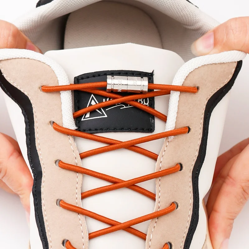 

1 Pair Round Shoelaces Elastic No Tie Shoe Laces for Sneakers Capsule Metal Lock Kids Adult Lazy Shoes Lace Accessories