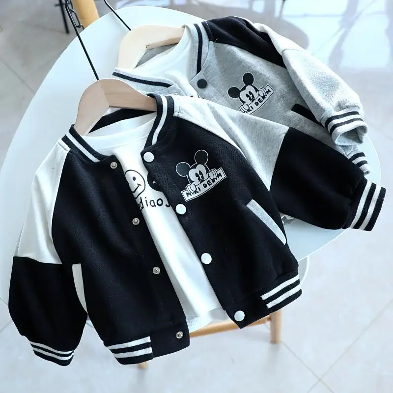 Boys and Girls Spring and Autumn Jackets 2021 New Mickey Cartoon Jacket Jacket Western Style Children's Color Matching Clothes fleece lined coat Outerwear & Coats