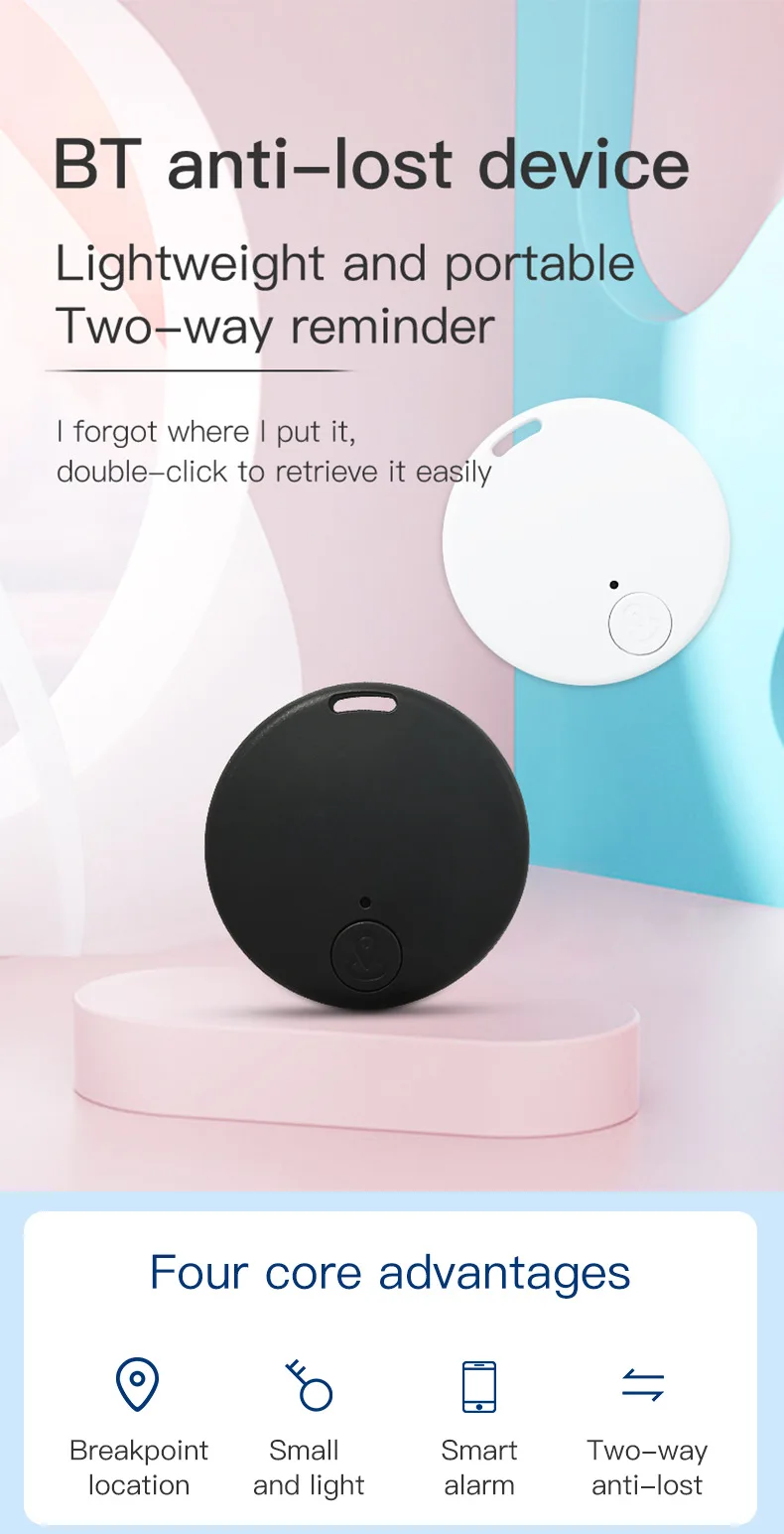 Mini GPS Tracker for Children's Pets Lost Alert Tag Bluetooth 5.0 Smart Keychain Wallet Key Location Tracker with Photo Function