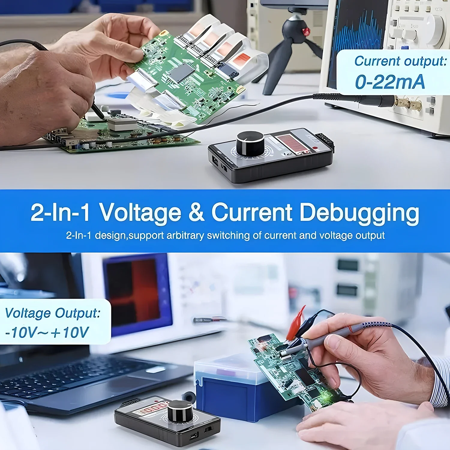 High Precision DC 0-10V 4-20mA Analog Signal Generator Adjustable Voltage Current 0-5V/3V/1V 0-22mA Debugging Source Calibrator 6
