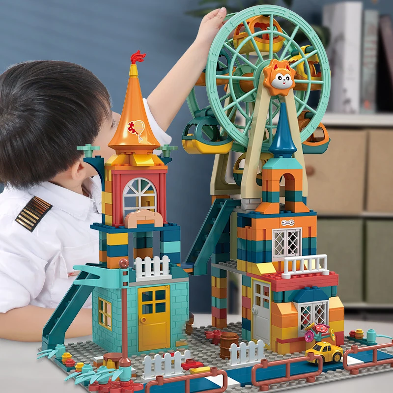 

New Ferris Wheel Marble Race Run Building Blocks Castle Assembled Bricks Children Toys with Box for Children Christmas Gifts