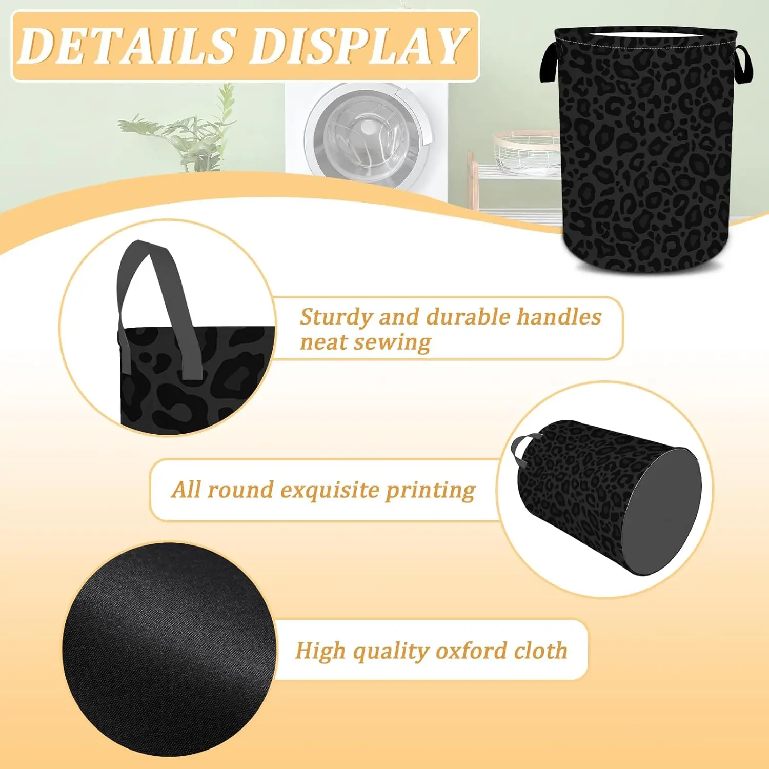 Snow Leopard Print Toy Storage Basket - Waterproof Lining Laundry Bin, 20x20x14 Inches - View #8