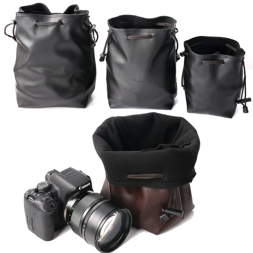 Custodia In Pelle Pu Borsa Per Fotocamera Con Coulisse Per Canon Eos R5 R6 R Rp M50 M10 M100 M6 Kiss M 80D 90D 5Diii 5Div 6D 6 D2 Custodia Protettiva