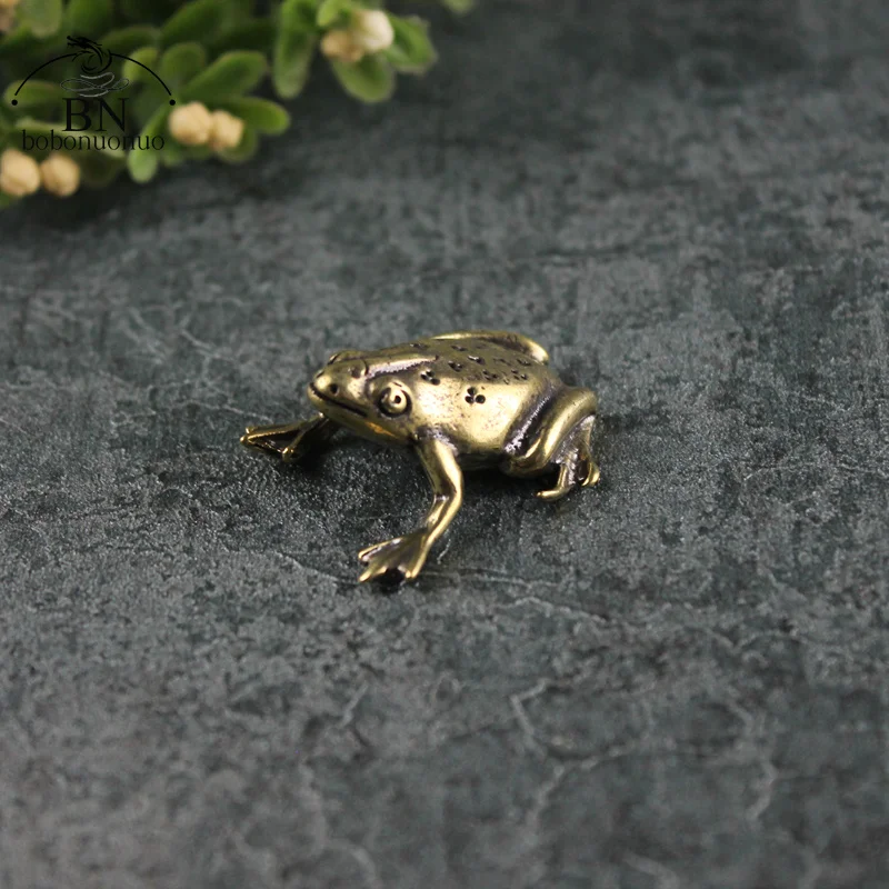 Vintage Copper Mini Frog Statue Ornaments Retro Brass Animal Figurines Toy Home Office Desk Decor Gifts