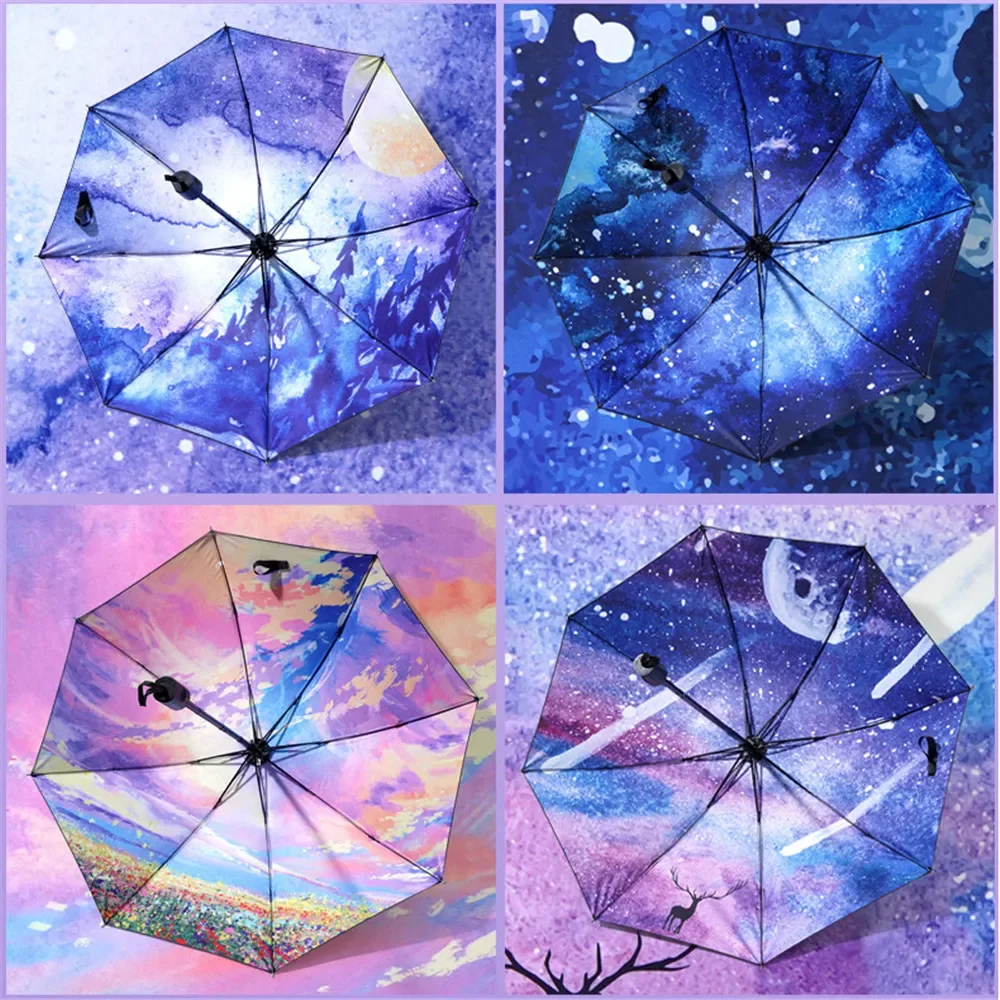 Starry Sky Automatic Umbrella Uv Protection Windproof Strong Umbrella for Women Cute Parasol Durable mini umbrella folding umbrella automatic umbrella mini sun umbrella wind resistant umbrella sun umbrella automatic sun umbrella windproof umbrella