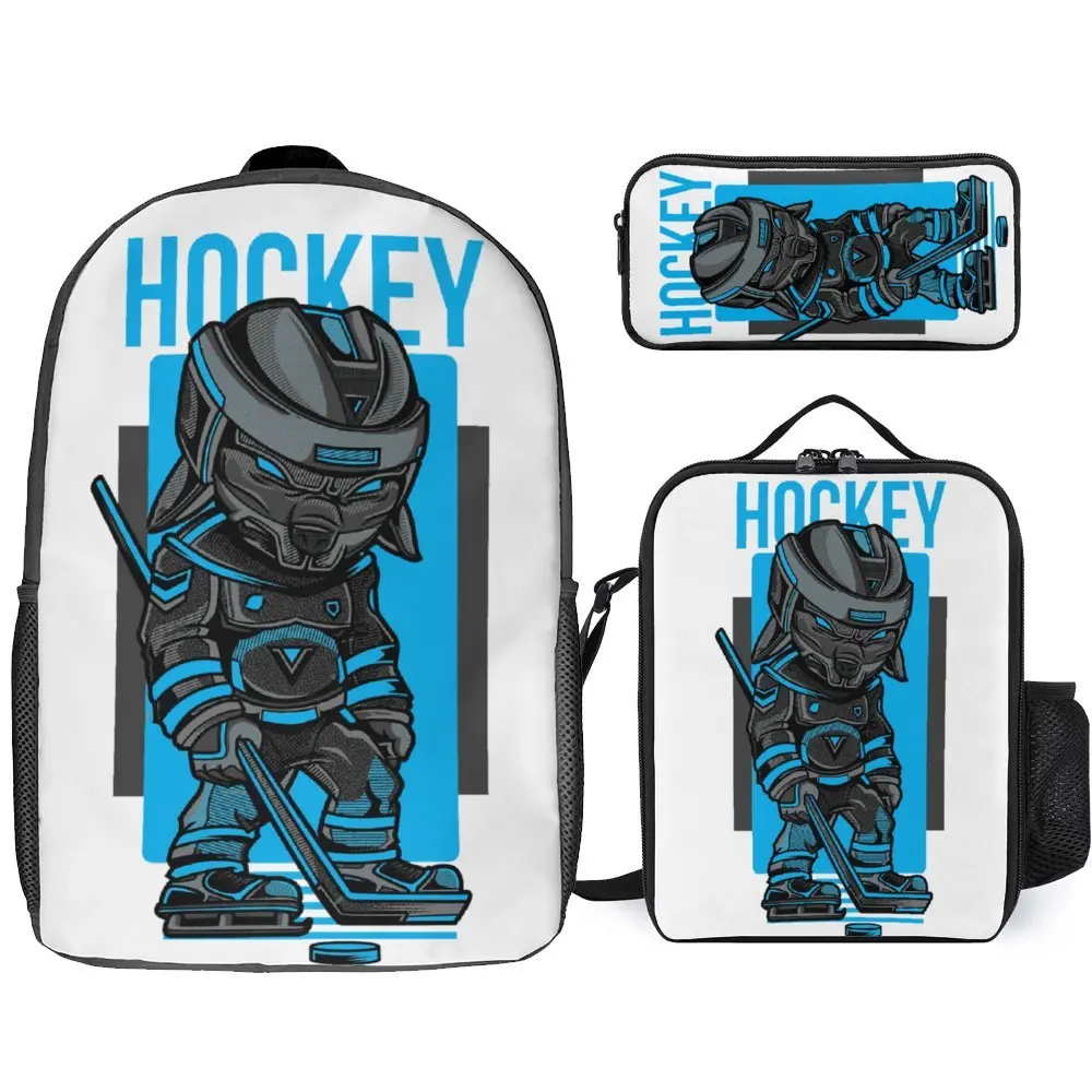 

Хоккейный плеер в игре на каче 3 в 1, набор 17 дюймов, рюкзак, сумка для ланча, сумка для ручек, твердый ланч-тоут, удобная пикника, горячая распродажа