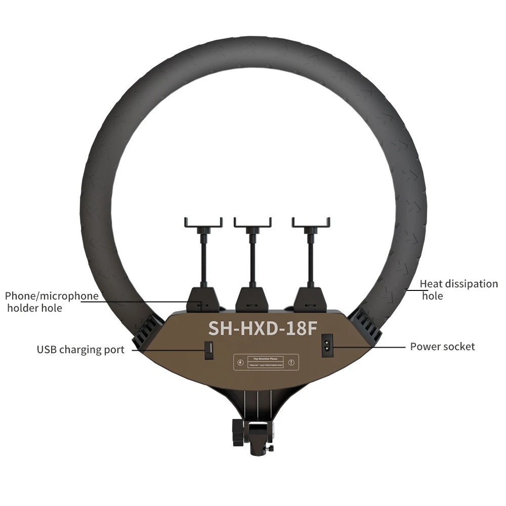 back view showing cable connection on LED ring light
