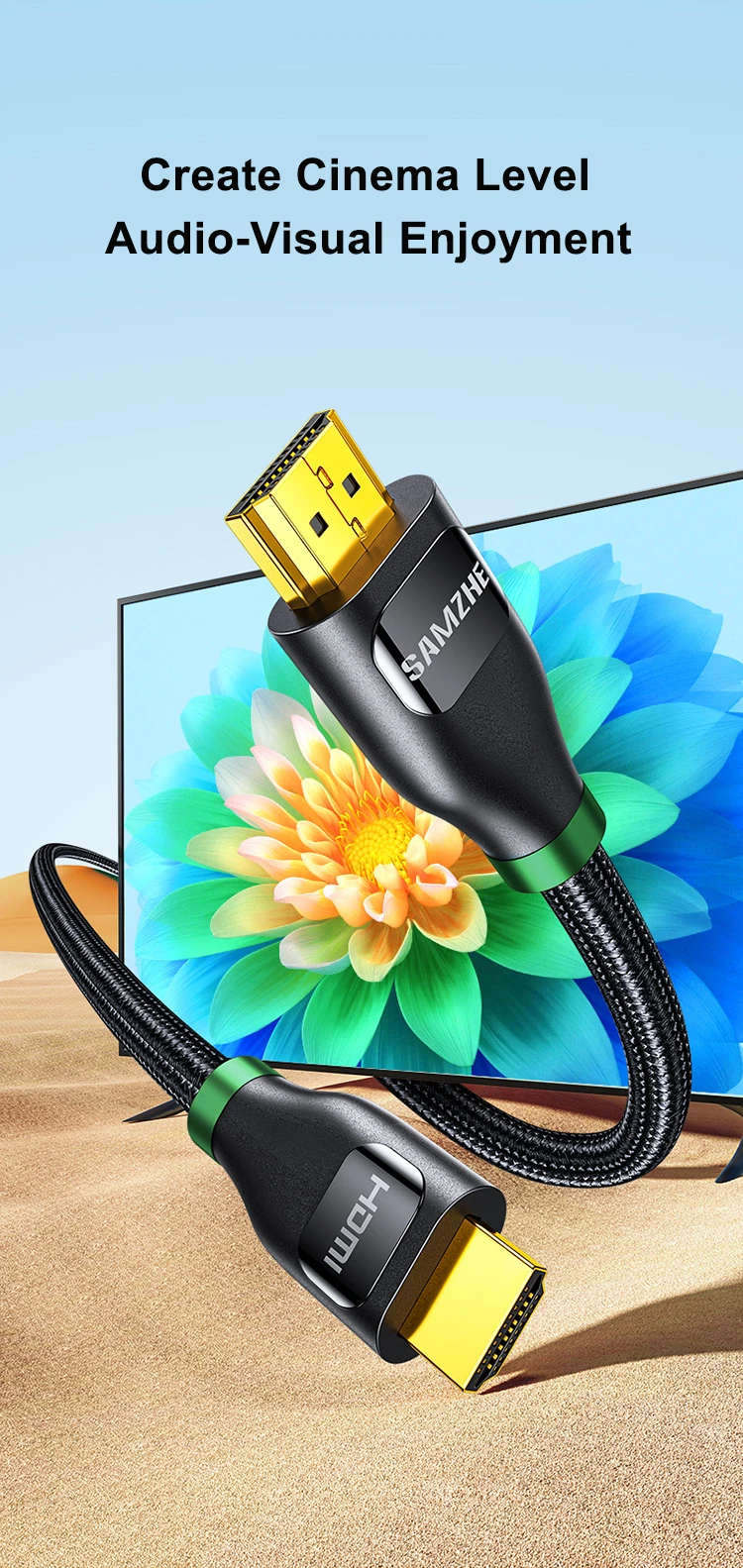 Samzhe 4k bis 4k hd kabel1080p 3d vergoldetes kabel hdmi-kompatibel für hdtv xbox ps4 computer kabel hdmi-kompatibles 2,0 kabel – Detail 1