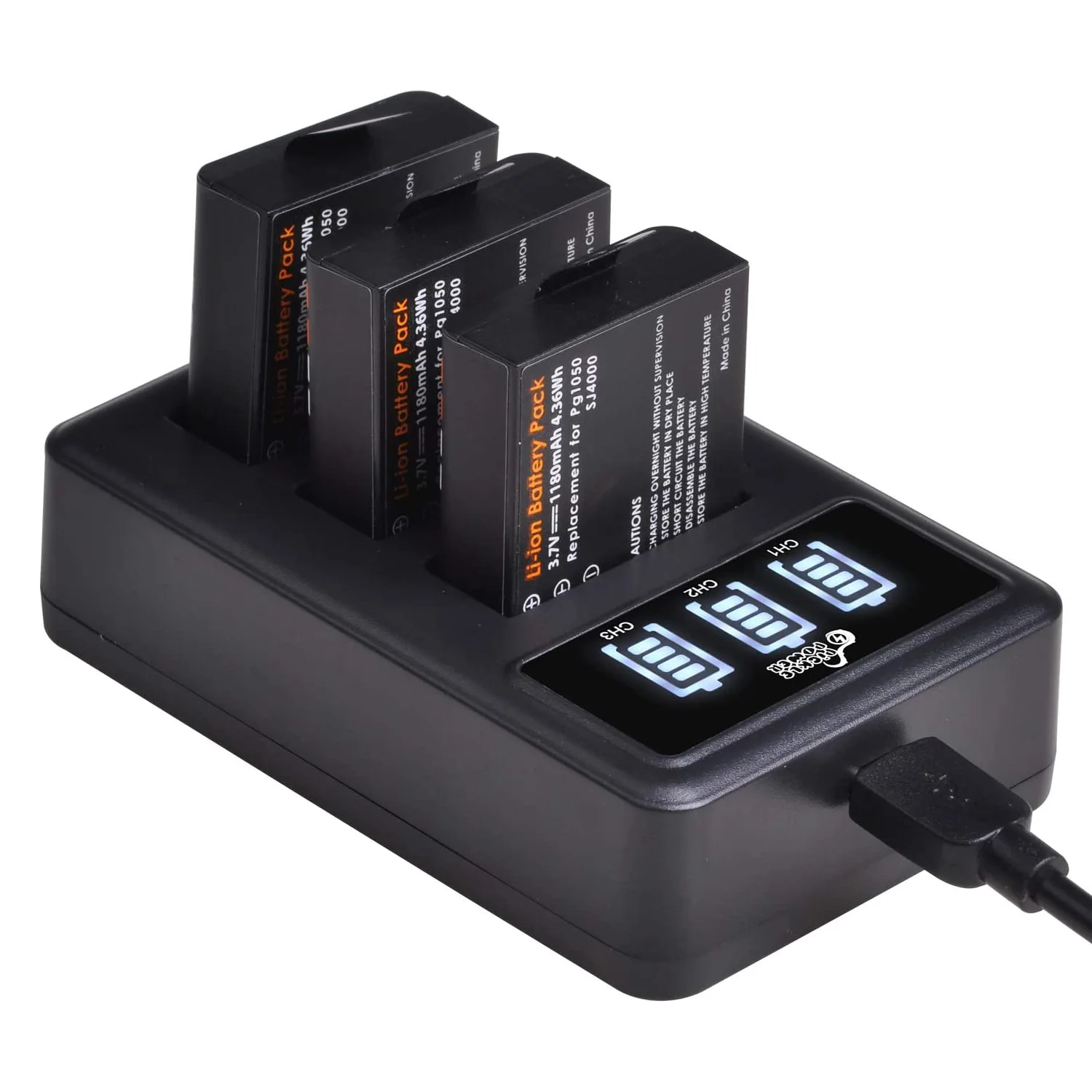 Lot de 1 à 4 Batteries + Chargeur pour GoPro Hero 12/11/10/9/8/7/6/5/4