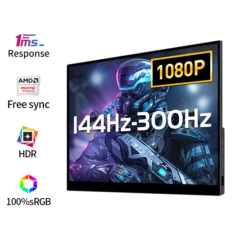 15.6/17.3 inch 144hz 240hz 300 hz Portable Monitor with HDR FreeSync Metal Shell for Xbox PS4/5 Switch Laptop Gaming Monitor