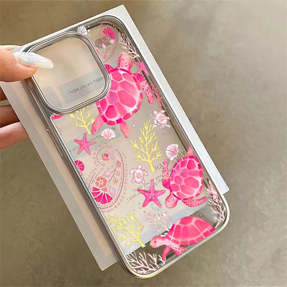 Luxury Sea Turtle Marine Case - Clear Plating Shockproof Design