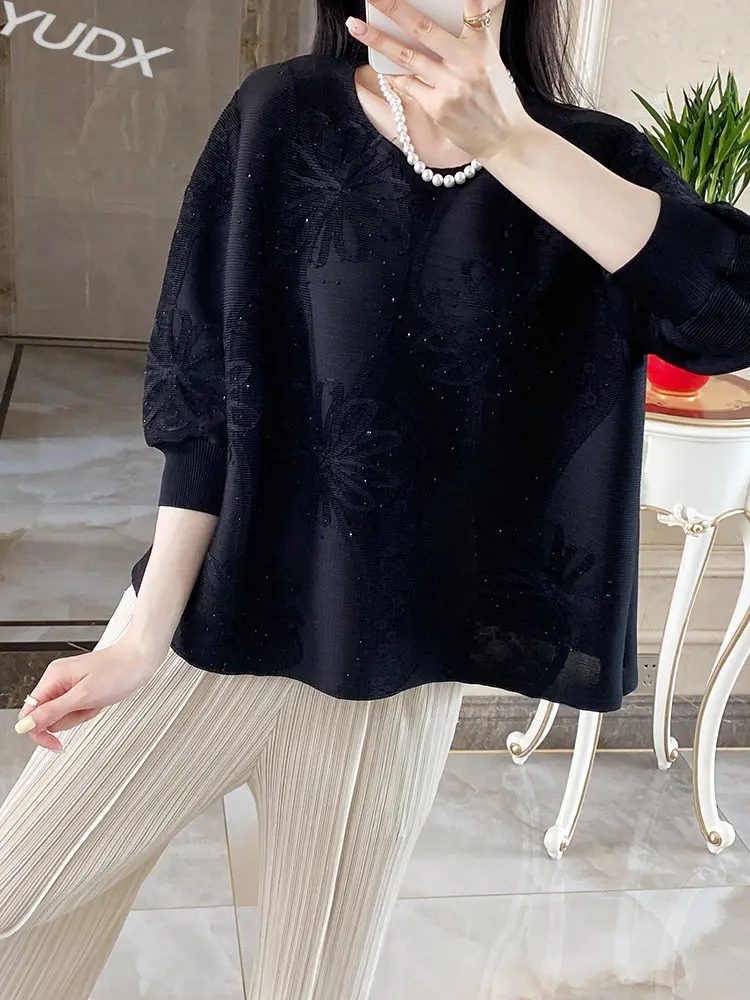 

Женская плиссированная футболка Miyake, Модная и удобная универсальная Футболка большого размера, летняя футболка с коротким рукавом, 2023