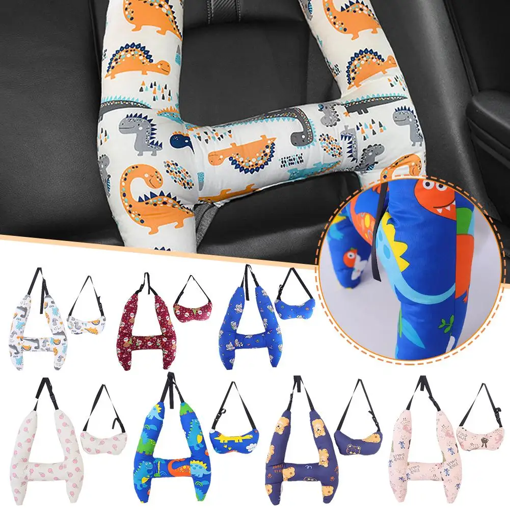 

Cartoon Car Sleep Headrest Neck Support Pillow H-Shape Shoulder Belt Neck Safety Accessories Travel Cover Cushion Interior E3V3