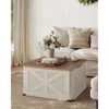 Farmhouse Coffee Table with Storage, Square Coffee Table for Living Room, Center Table with Flip-Top Lids 1