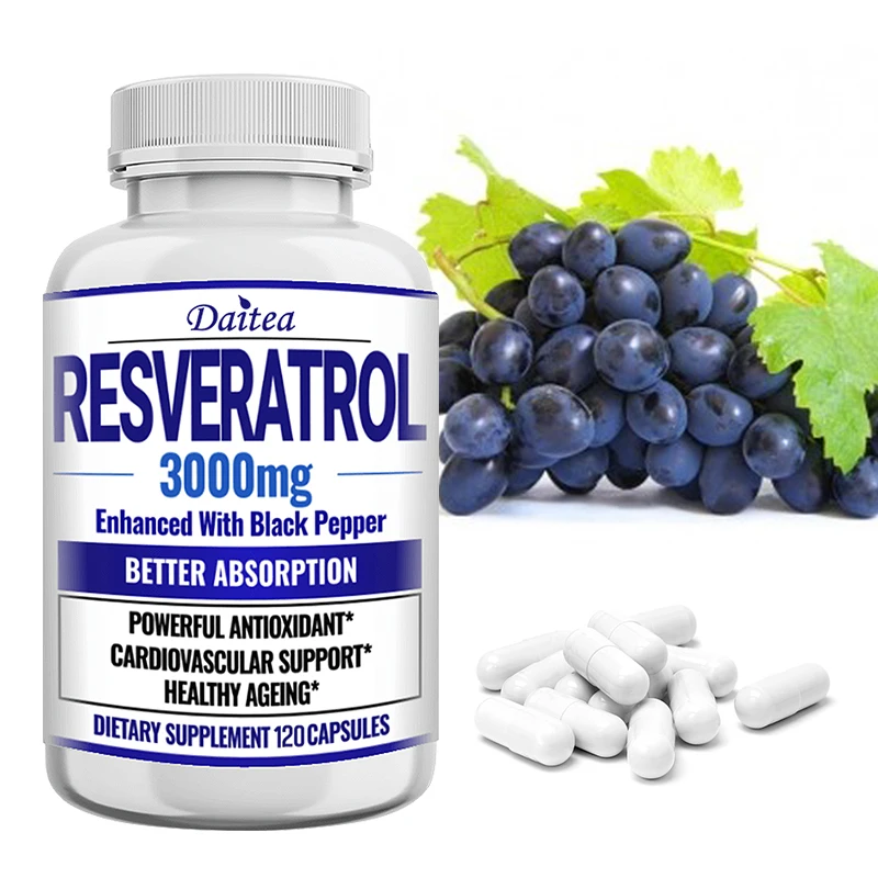 

Daitea Resveratrol Extract Supplement 3000mg - supports a healthy heart, immune system, antioxidant supplement