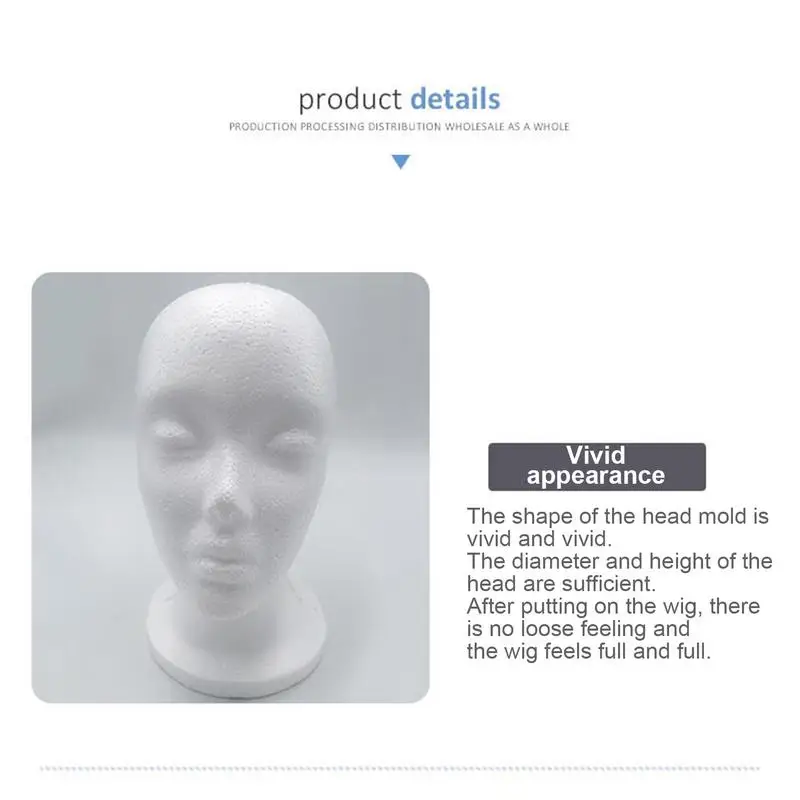1PC wig mannequin head Female Styrofoam Mannequin Manikin Head Model Foam Wig Hair Glasses Display