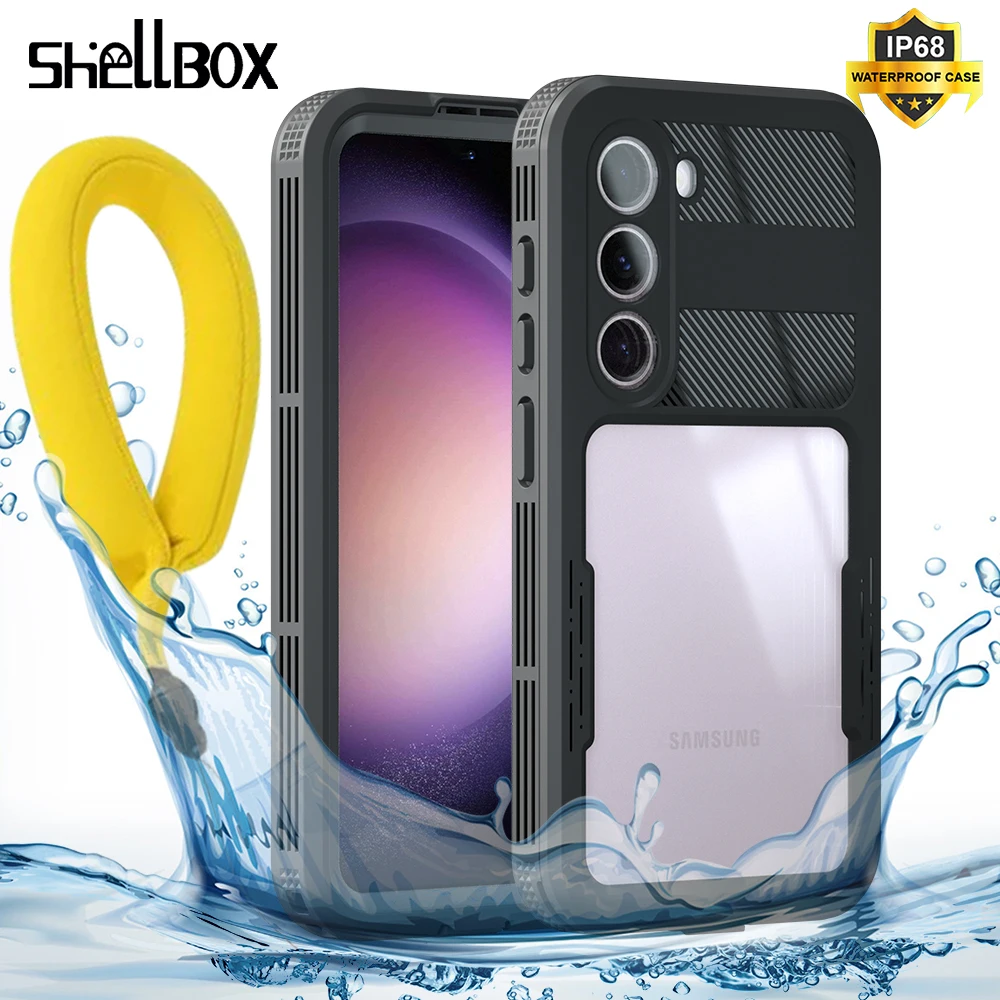 Shellbox-estojo Impermeável para Samsung S23 Plus Tela S24 Ultra com Protetor Tampa Subaquática à Prova de Choque