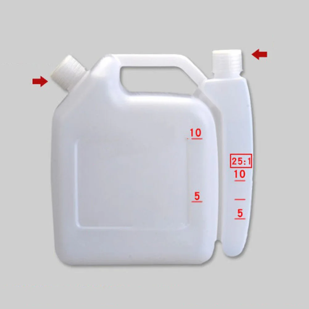 1.5L and 4L Oil Mixing Canister for Chainsaws Lawn Mowers Trimmers with Easy Pour Spout and 25 to 1 40 to 1 50 to 1 Markings