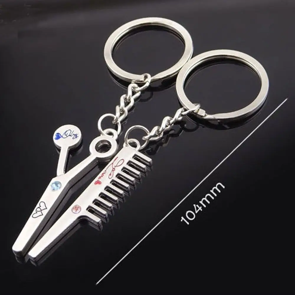 

Forever 1 Pair Metal Pendant Couples Keychain Scissors and Comb Lovers Gift
