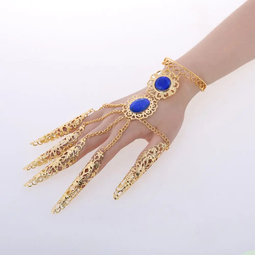France Dubai Gold Color Chain Cuff Bangle & Ring For Women Moroccan Big Bracelet  Jewelry Nigerian Indian Wedding Party Gift - AliExpress
