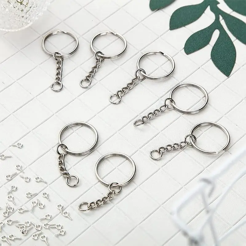 A52E Split für Schlüsselanhänger mit Kette DIY Handwerk Schmuck Metall für Schlüsselanhänger Ringe Suppl – Detail 7