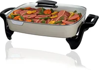 Skillet Nonstick with Lids - 16" inch Extra Large Frying Pan,Ceramic, Adjustable temperature, Cool Touch Handles, Nozaya 1