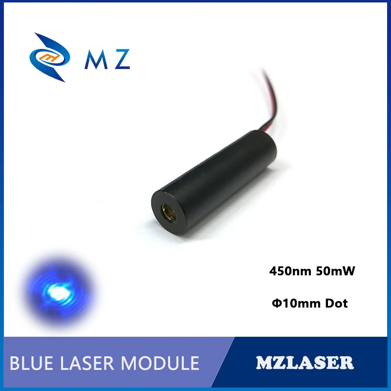 High Quality D10mm 450nm 50mW Blue Dot Laser Module ACC Drive Circuit Industrial Laser high quality adjustable focusing d10x35mm 450nm 10 20 30 50mw pmma lens ttl industrial blue dot laser module