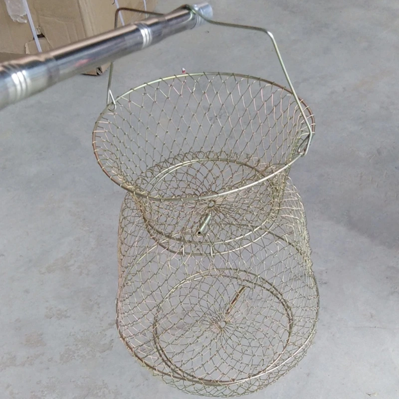 Steel Wire Fish Baskets Collapsible Fish Crawfish Basket Cage Portable Fshing Net Fishing Accessories Easy to Use