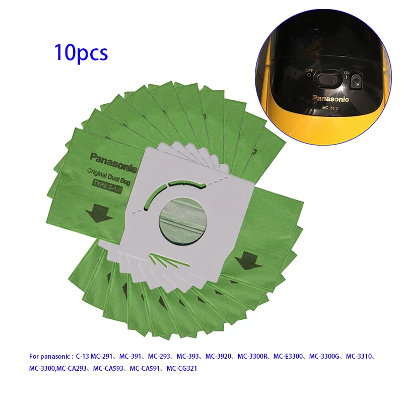 10 шт. Panasonic C-13 Тип Пылесос Фильтр Бумажные Мешки Для Panasonic MC-291 / MC-391 / MC-293 / MC-393 / MC-3920 / MC-3300R / MC-E3300