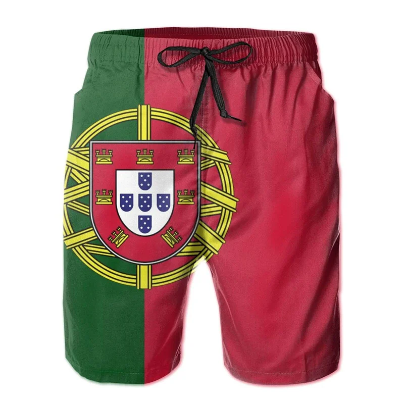 Classic 3d Print Portugal Flag Beach Shorts Men Quick Dry Bathing Suits Loose Surf Board Shorts Popular Sports Swim Trunks 5