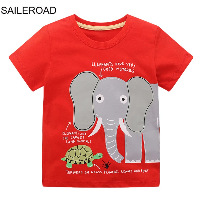 Saileroad Summer T Shirt Cotton Short Sleeve Cartoon Elephant T-shirts ...