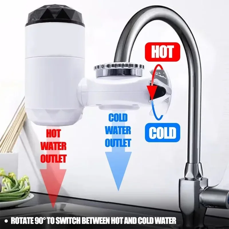 Kitchen Instant Eectric Water Heater Tap Hot Water Faucet Heater Cold Heating Faucet Tankless Instantaneous Water Heater Home 1
