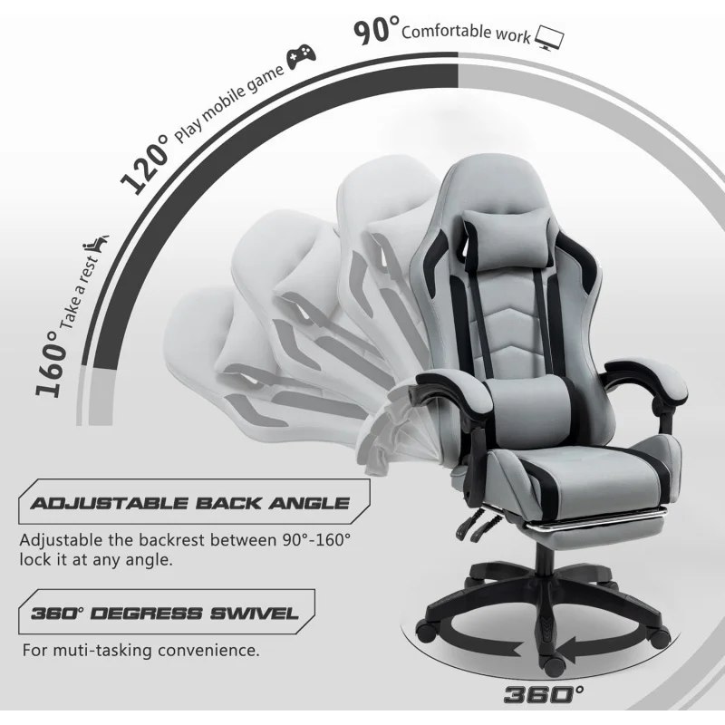 كرسي مكتب الألعاب عالي الظهر من الجلد قابل للتعديل