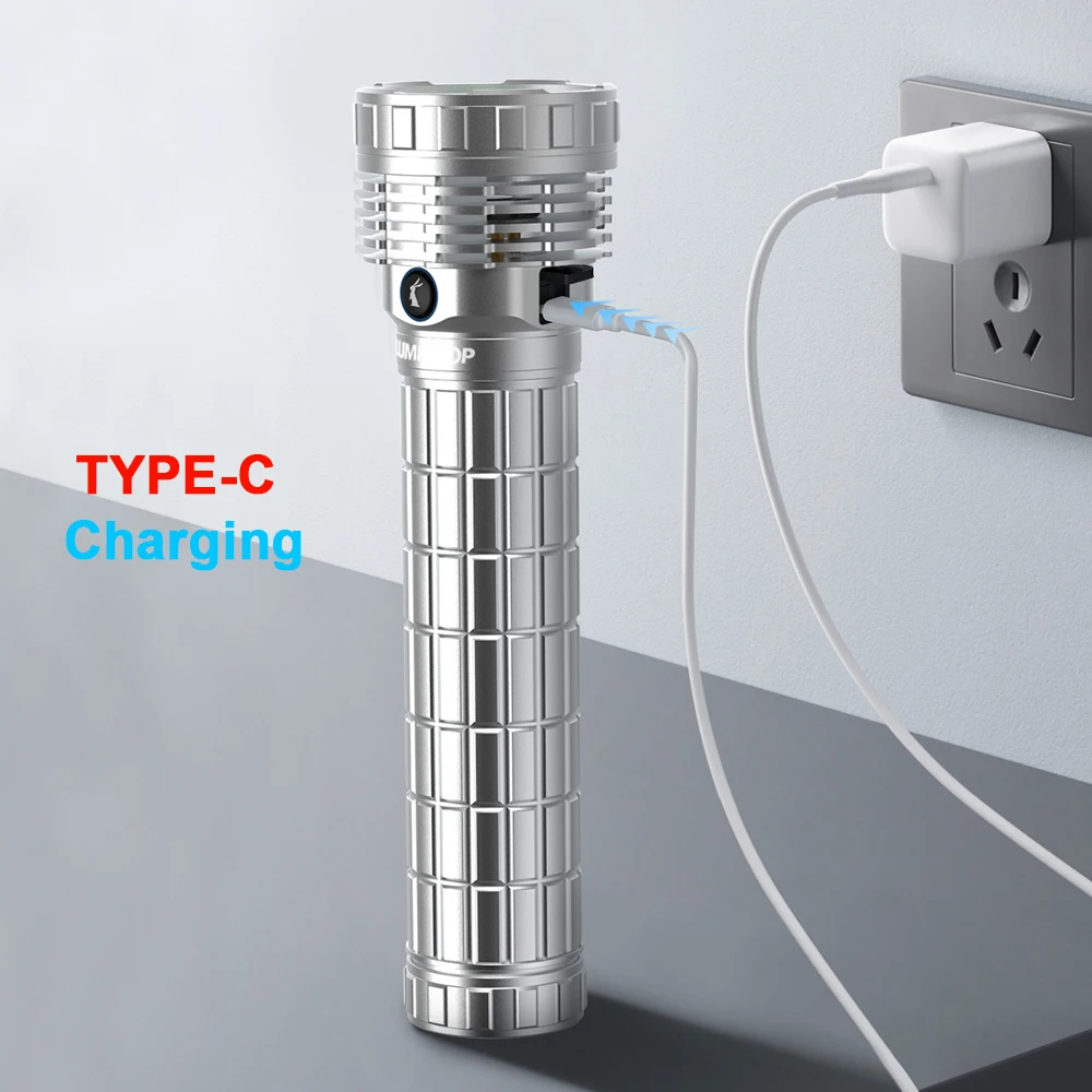 강력한 야외 캠핑 랜턴 50000 루멘 LED 손전등(팬 포함) USB 타입 C 충전식 램프 650M 장거리 토치 마하 V3