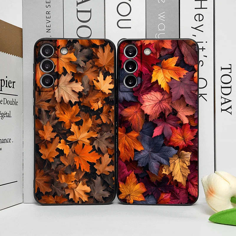 Hand-Painted Autumn Maple Leaf Phone Case – Artistic Soft Cover with Unique Design