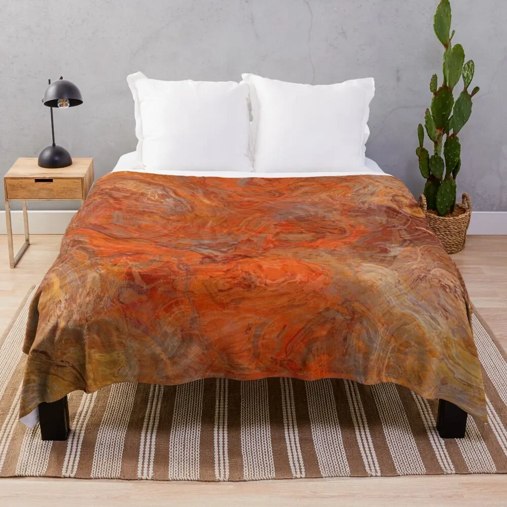 

Gold and Rust Swirl Throw Blanket Picnic Blanket Blanket For Decorative Sofa