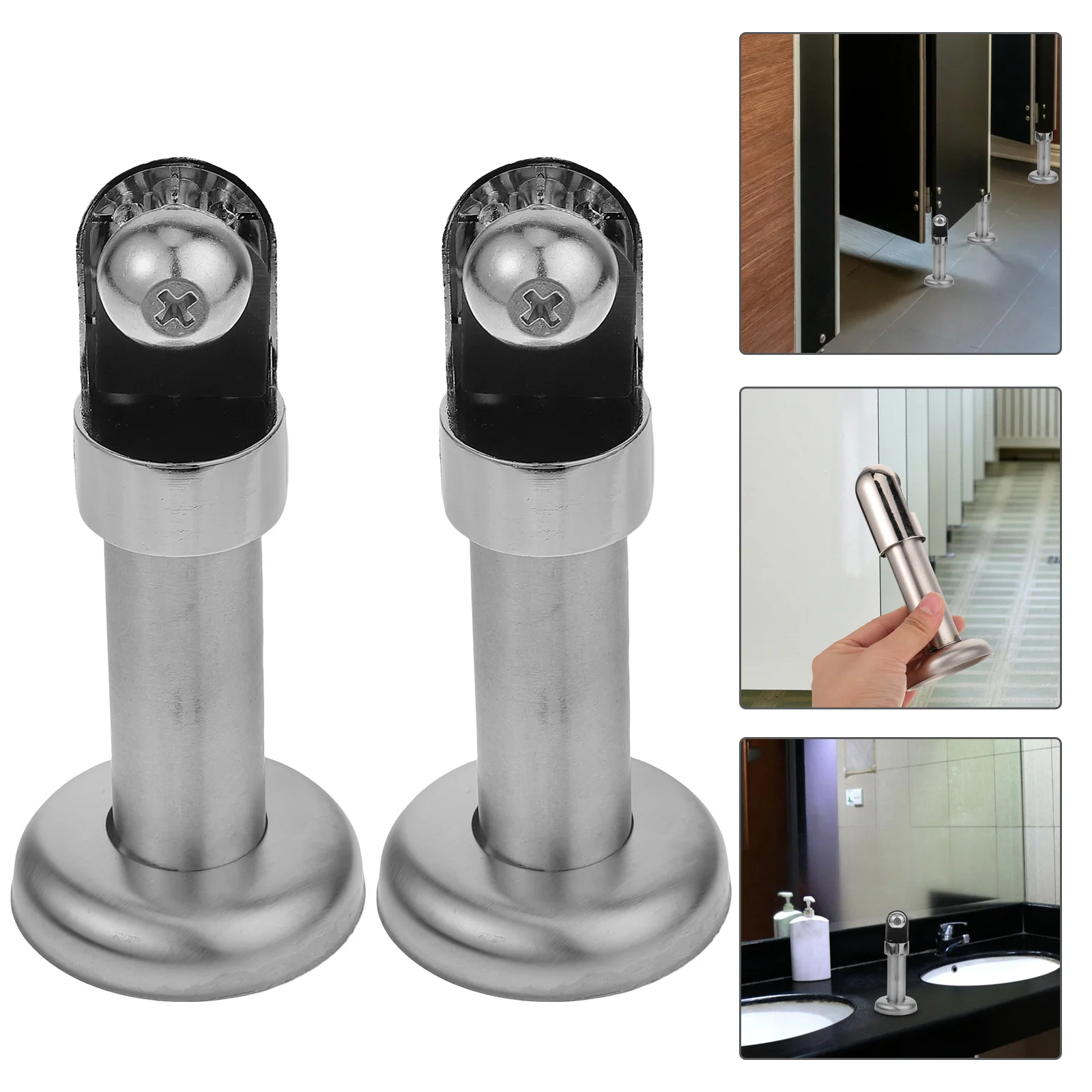 

2 pcs Public Restroom Partition Fittings Toilet Partition Support Feet Stainless Steel Support kickstand