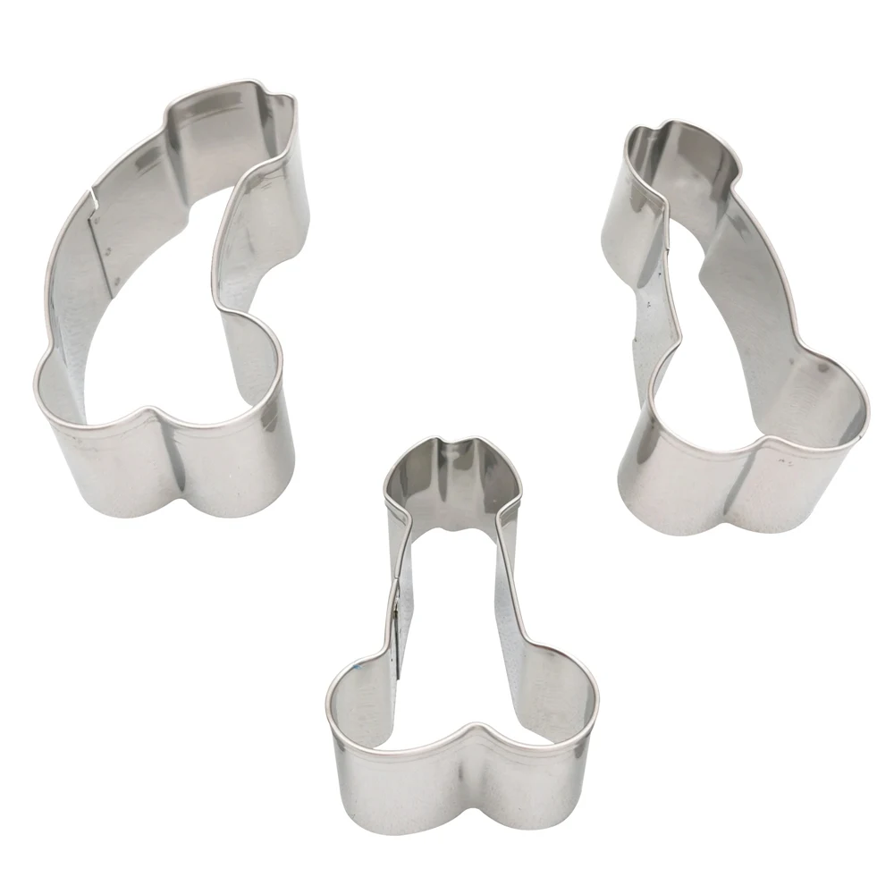 3Pc Stainless Steeel Penis Cookie Cutter Baking Tools Cut Mold Bachelorette Hen Party Wedding Decorations Bridal Shower Supplies