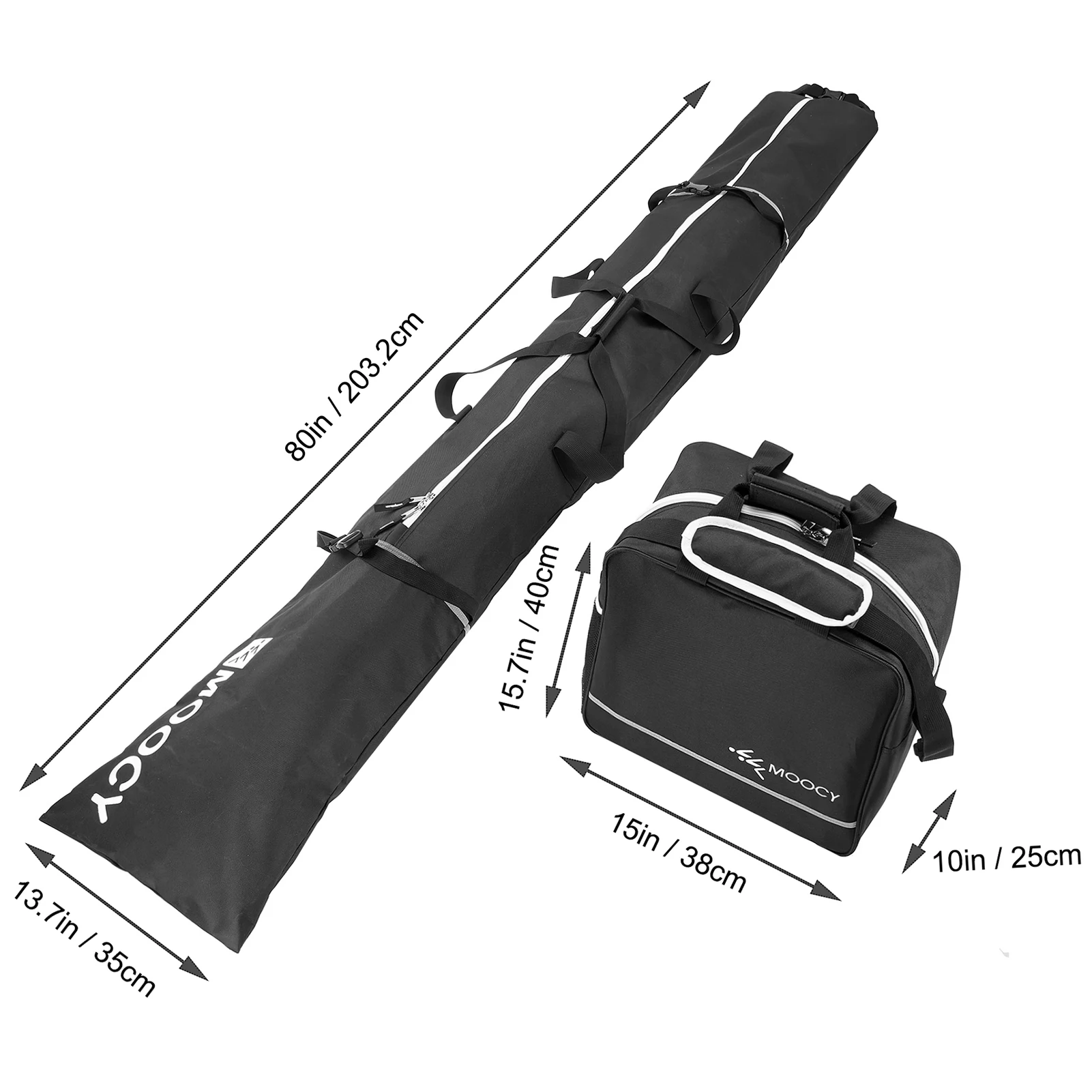 Moocy2PieceSkiBagBootBagPaddedWaterproofSkisStorageBagfor